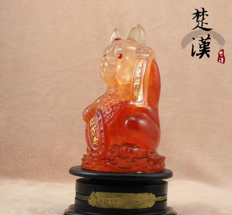 樹(shù)脂工藝品 仿白玉吉祥小象，招財(cái)納福辟邪的高檔家飾與汽車(chē)擺件
